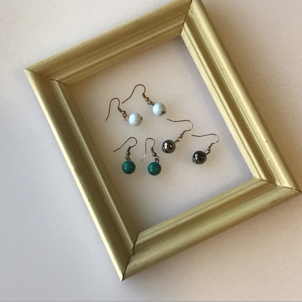 3 Pair Ball Drop Earrings